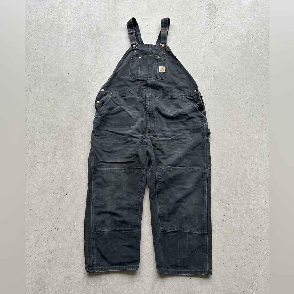 Vintage Carhartt Men's Black Work Overalls Double Knee Workwear Coveralls